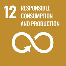 SDG 12: Responsible Consumption icon promoting sustainability and community education by MillionPaths Foundation.