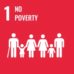 SDG 1: No Poverty icon, representing a sustainable community, supported by the MillionPaths Foundation.