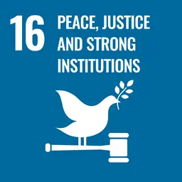 SDG 16: Peace, justice, and strong institutions dove and gavel, a MillionPaths Foundation sustainability initiative.